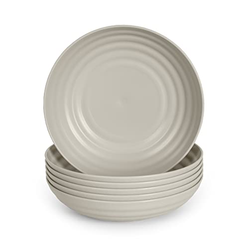 Lot de 6 assiettes en plastique dur réutilisables et incassables pour fêtes et événements Classic Beige (Semi-profonds 19 cm)