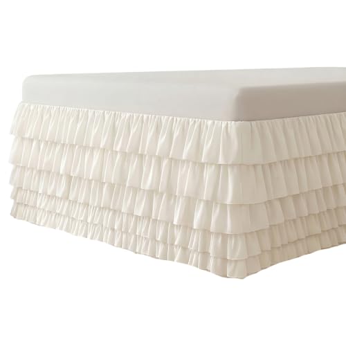 Falda de cama con volantes blanca de 39x80x32 pulgadas para ocultar el desorden del dormitorio 2