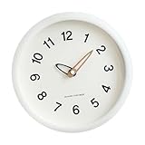 IOIUSKKU Orologio da Parete Attraente e Decorativo per Soggiorno, Camera da Letto, Orologio da Parete Rotondo, Movimento Silenzioso, Facile da Leggere, Rotondo, Silenzioso, Beige, 25x25cm