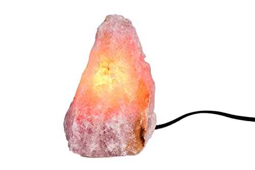 Amoystone Natural Rose Quartz Crystal Lamp Hand Carved Rocks Night Light Small 3-4 Lbs With Dimmer Switch And Bulbs #TOP2