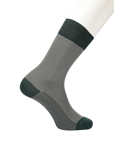 Image of Theater Green & Grey Men's Socks | Mercerised Cotton | Mid Calf Length | Anti-Bacterial | Luxury Everyday Wear | Stylish & Breathable