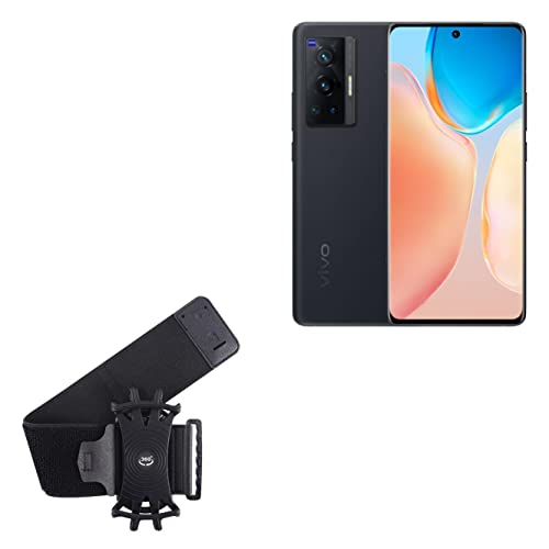 BoxWave Holster Compatible with vivo X70 Pro - ActiveStretch Sport Armband, Adjustable Armband for Workout and Running - Jet Black