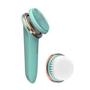 FOLïA Electric Facial Cleansing Brush, Facial Spa Massager for Men and Women, Rechargeable, Waterproof, 5 Speeds, 2 Replaceable Brush Heads, for Sensitive and Dry Skin