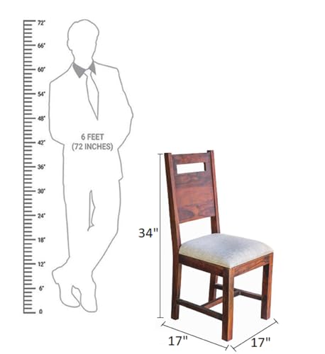 Image of Solid Sheesham Wood Set of Two Dining Chairs for Dining Room | Study Room | Office | Guest Room | Finish Color - Honey Finish |