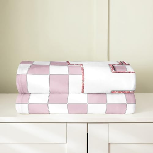 Image of Erosebridal Pink Initial H Fleece Blanket 40 inchx50 inch Kawaii Plaid Checkered Flannel Blanket Cute Personalized Monogram Fuzzy Plush Throw for Kids Girls,Fashion Grids Gingham Decor for Bed Couch