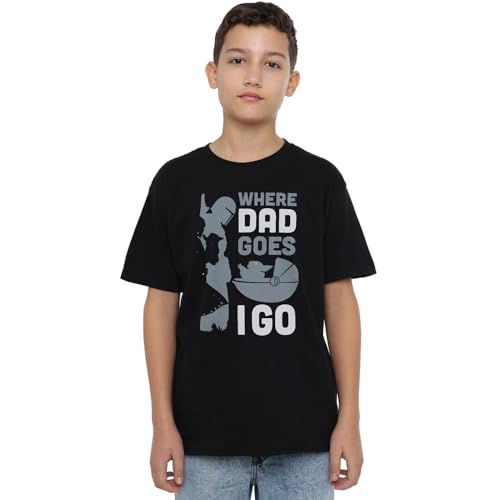 T-shirt Mandalorian Star Wars noir pour enfant idéal pour l'école et les sorties ciné