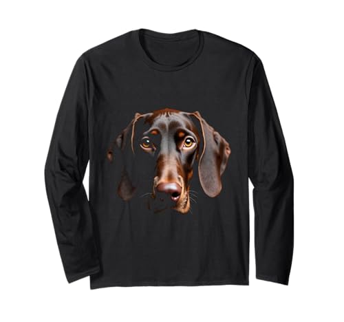 tedesco a pelo cane puntatore faccia Maglia a Manica corto nero