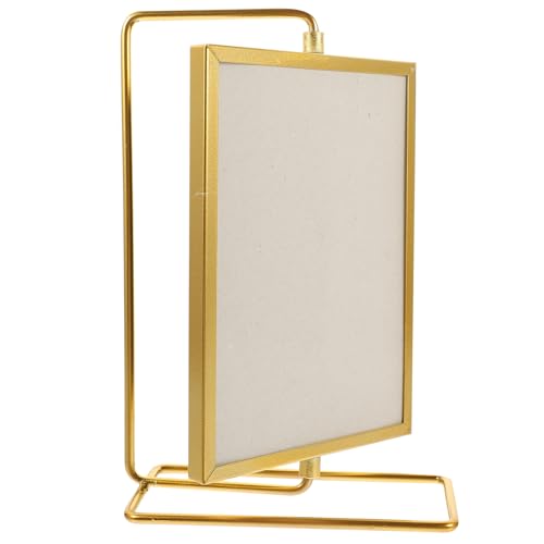 Cabilock Marco de Fotos Giratorio Diseño Vintage y Acabado Fino de Hierro Dorado Soporte para Guardar Fotos Original Adecuado para Decoración en Tienda o Escritorio