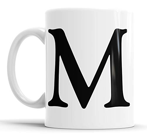 Faithful Prints Alphabet Mug Letter Mugs Initial Coffee Cup Birthday Fathers Day Gift (Letter M)