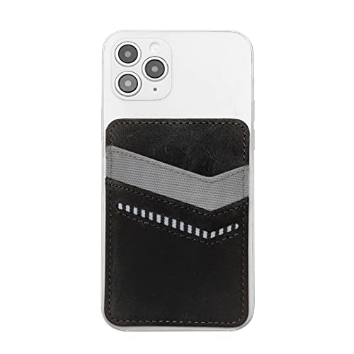 FRIFUN Card Holder for Back of Phone, Stick On Card Holder fits Most Cell Phones & Cases, Credit Card Holder Pocket Wallet for Men Women (Black)