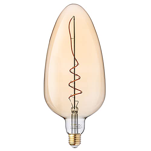 FLSNT Grosse Ampoule Edison E27 Vintage, ST125 Rétro LED à Filament Spirale Lampe Décorative, 5W(équivalent 25W), Blanc Chaud 2200K, Non-Dimmable, Lot de 1 Cover