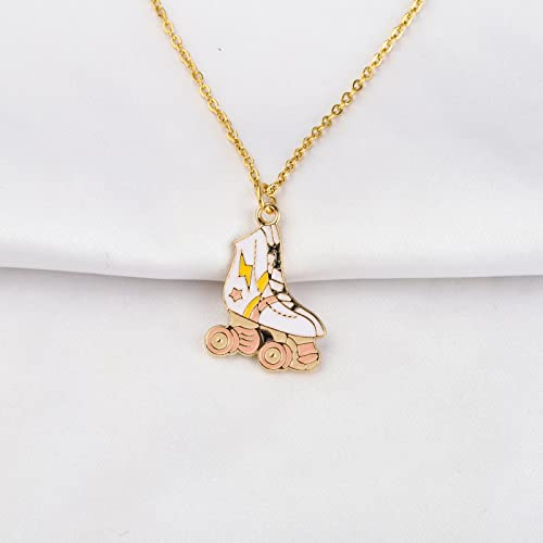 FUSTMW Roller Skater Gifts Roller Skate Necklace Pendant Roller Skating Gifts Roller Skate Lovers Gifts Jewelry (Roller Skater necklace gold)3