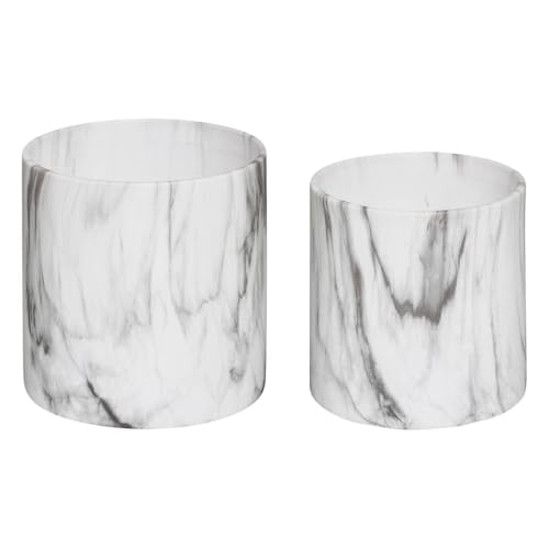 Atmosphera - Set de 2 pots - céramique et marbre - noir et blanc