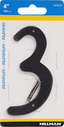 Hillman 841622 Black 4-Inch Nail Die Cast Aluminum, House Number 3