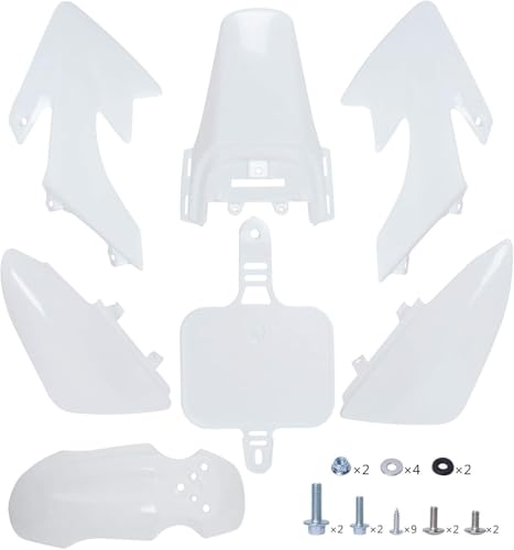 Podoy CRF50 Body Fender Kit for Compatible with XR50 XR 50 CRF 50 SDG SSR Pit Dirt Motor Trail Bike Black with Bolt Work Fairing Plastic (white)