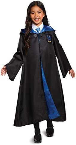 Disguise Harry Potter Ravenclaw Robe Deluxe Children's Costume Accessory, Black & Blue, Kids Size Medium (7-8)
