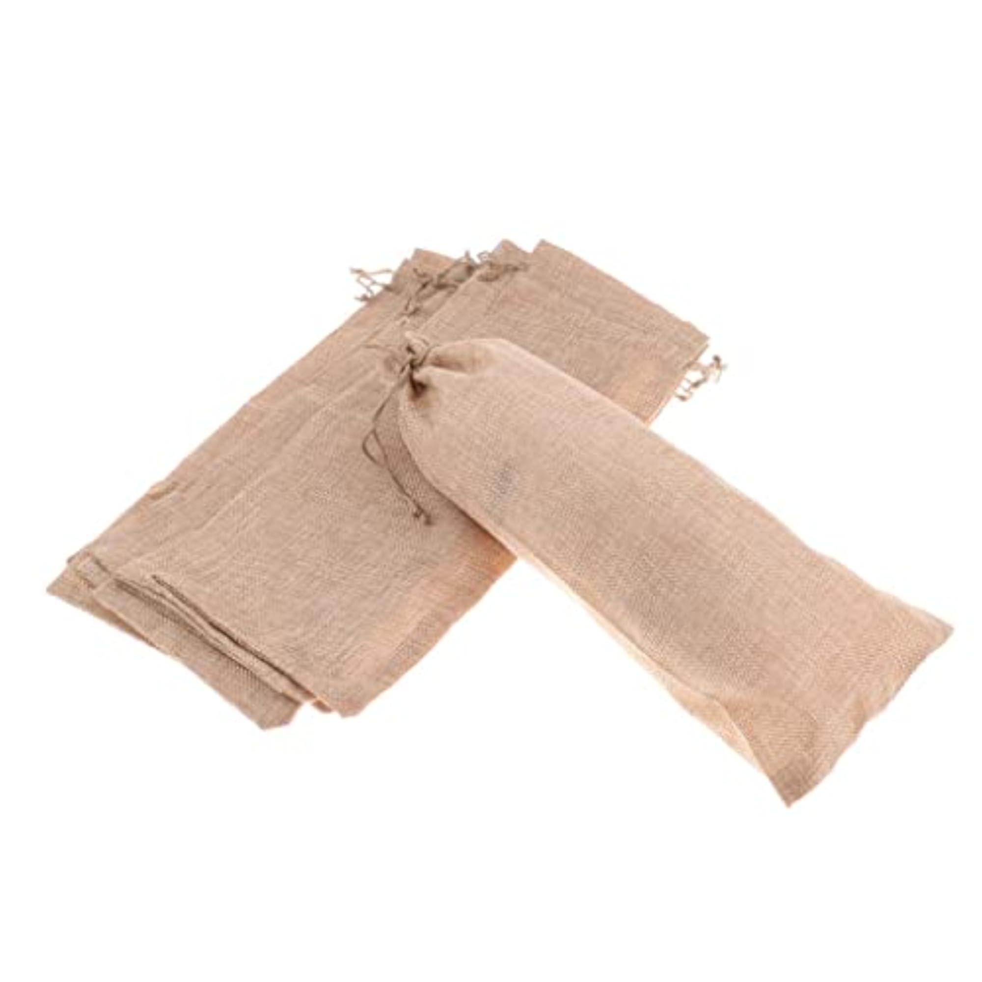 Rustic Burlap Wine Bag with Drawstrings Wedding Christmas Hostess Gift Bag