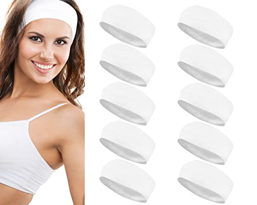 Styla Hair Womens Headbands Pack Of 10 Stretch No Slip Design Comfort For Casual Outfits, Spa Day, Workouts, Yoga, Running & More, White Headband #TOP18