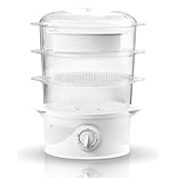  Cuiseur vapeur Puissance de 800 W. - 9L - Trois réservoirs de vapeur Steam Turbo transparents - Adler AD-633