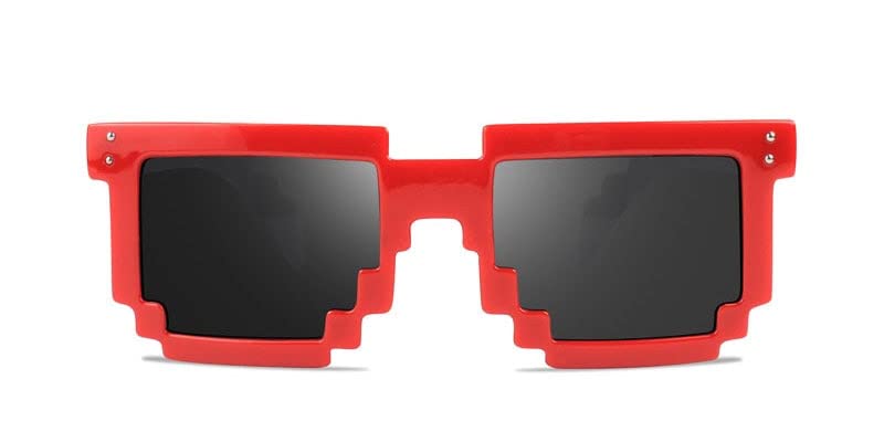 Image of DC DECORIO Thug Life Sunglasses Pixel Gangsta Life Funny Novelty Shades With Box Packing (Black) (RED & BLACK)