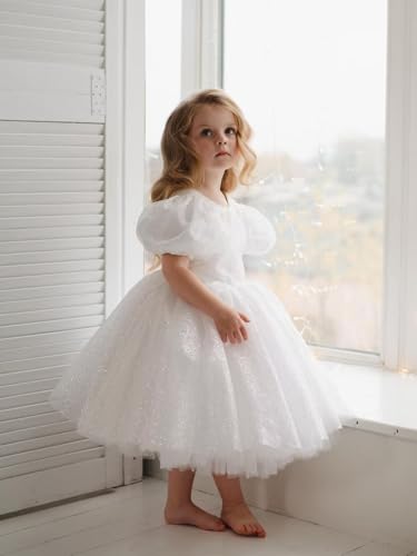 Sparkle Tulle Flower Girl Dress for Wedding Kids Puffy Satin Long Princess Pageant Dress Birthday Prom Ball Gowns3