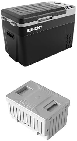Bundle of EUHOMY 12 Volt Refrigerator, 32QT(30L) Portable Refrigerator, Car Fridge Usable Battery, Car Refrigerator 12/24V DC 110-240V AC, Portable Freezer + EUHOMY Car Refrigerator Battery