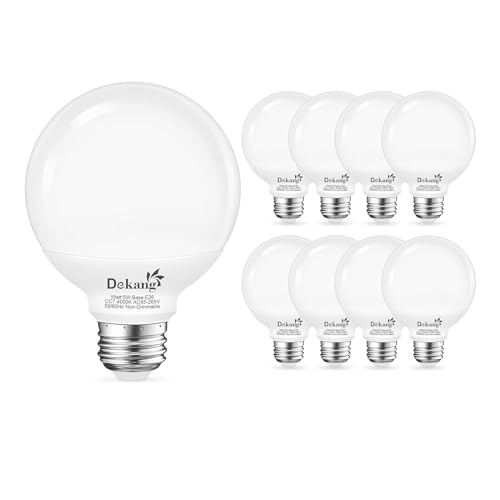 Dekang 8-Pack LED Vanity Light Bulbs for Bathroom 4000K Natural Daylight, E26 Base Globe 60W Incandescent Equivalent, 5W Round Light Bulbs for Vanity Mirror, 500LM, Non-dimmable