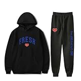 FCJKMNM Sturniolo Triplets Merch Kapuzenpullover Sets Fresh Letter Print Hoodie Jogger Frauen Männer Hosen Zweiteiliges Set Sweatshirts+Sweatpants XXS-4XL-Black||XXS