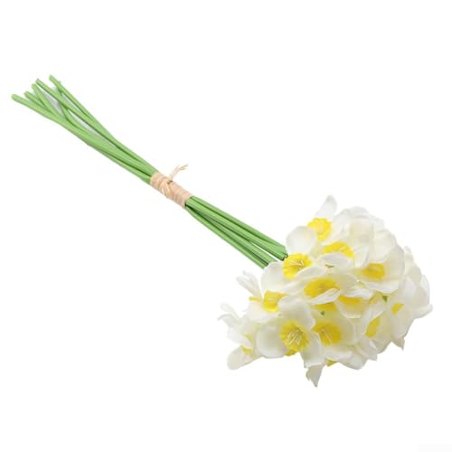 Gettimore Artificial Daffodil Bunches for Home Garden Decoration, Yellow White Orange, 3-Pack, 17.7 in