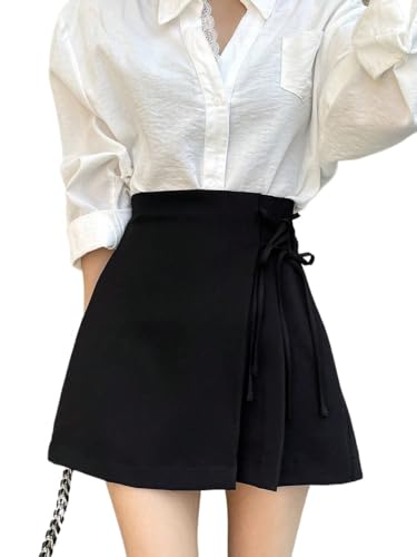 Side Tie Pleated Skirt Basic Women's Summer Casual Vinage Skirt