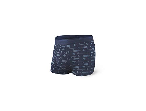 Saxx Underwear Men's Trunk Underwear  Platinum Mens Underwear  Trunk Briefs with Built-in Ballpark Pouch Support  Underwear for Men,Navy Kimono,Large