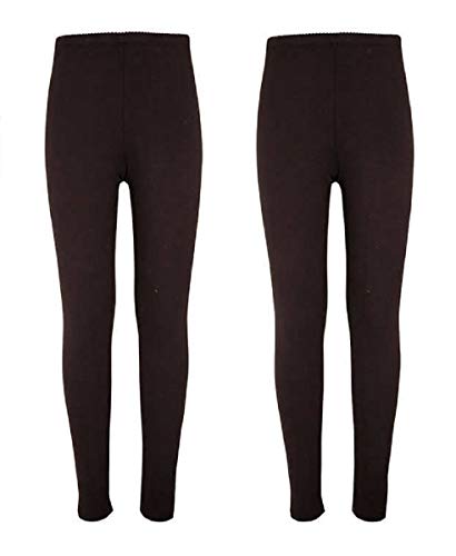 VigossGirls 2 Pack Soft Cotton Leggings (10/12, Black/Black)