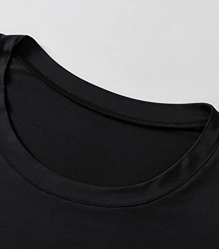 Latuza Women's Bamboo Viscose Short Pajamas Set With Jogger Pants 3X Black #TOP5