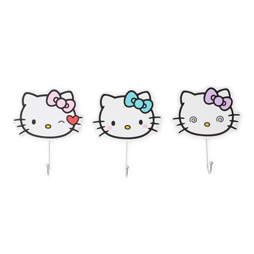 Image of Silver Buffalo Sanrio Hello Kitty Pretty Bows Die-Cut Wall Hooks Coat Hanger Storage Rack Organizer | Ready to Hang Wall Mount Decor