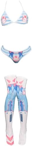 JasmyGirls Women's Sexy D.va Cosplay Lingerie Costume Kawaii Anime Micro Bikini Cute Bra and Panty with Thigh High Socks