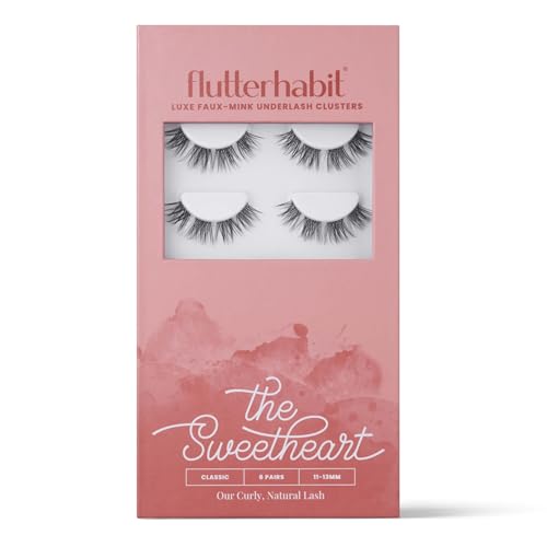 Sweetheart Doll-Eyed Lash Clusters for Women, Salon Quality At Home Eyelashes Extension Kit, 6 Lash Sets, No Lash Glue Included