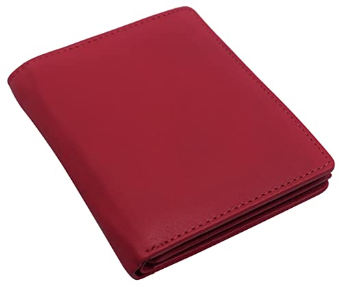 MARSHAL Bifold Genuine Leather RFID Blocking Wallet For Men Card Slots, 2 Bill Compartments, ID Windows, Money, (CN Pink)4