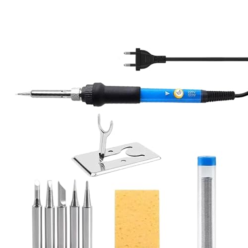 kit fer a souder 9 pièces avec 5 pointes et soudure étain, fer à souder étain de précision 60w à température réglable 200~450°c pour travaux...