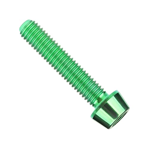 Image of Titanium Ti DIN912 M4 8 10 12 15 20mm Tapered Head Hex Bolts Bicycle Screws Pack of 6 (Green, M4x20mm)