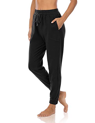 DIBAOLONG Womens Yoga Sweatpants Comfy Drawstring Loose Joggers Workout Running Lounge Pants with Pockets Black L