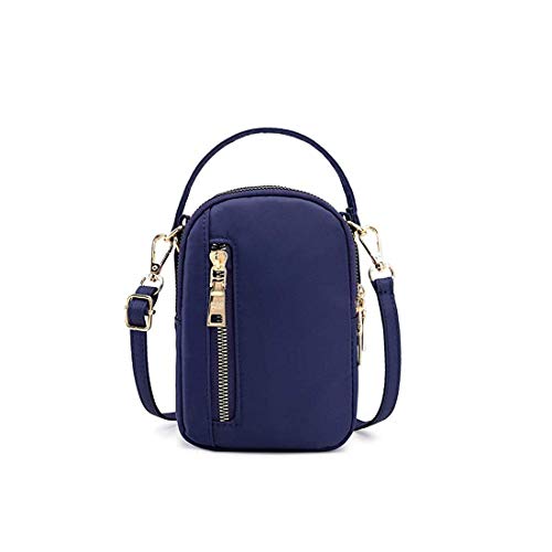 Small Women Travel Crossbody Bag Cell Phone Purse Pouch Handbags Waist Wallet Bag with 3 Zipper Pockets (Blue)