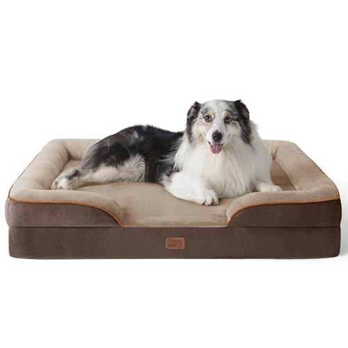Image of Bedsure XL Orthopedic Dog Bed for Extra Large Dogs - Washable XLarge Dog Cat Bed Waterproof, Comfort Dogs Couch Sofa with Washable Removable Cover, Pet Bed with Nonskid Bottom, Brown, 42 inch