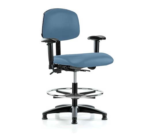 Image of Perch Task Chair with Foot Ring, Glides, 21 inch-28.25 inch, Colonial Blue Vinyl