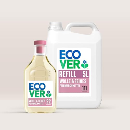 Ecover Organic Wool and Mild Detergent, Liquid Detergent with Vegetable Ingredients, ECOVER Detergent for Sensitive Textiles, 22 Loads, 1 Litre