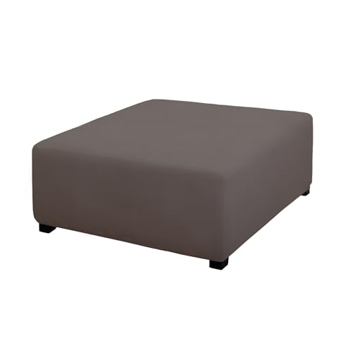 Image of PureFit Stretch Square Ottoman Cover 40x40x15 Footstool Cover, Taupe | Fleece Large Ottoman Slipcovers Soft Form Fit Square Slipcover for Folding Storage with Nonslip Elastic Bottom