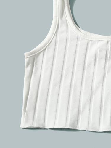 SHENHE Girl's 2 Piece Sleeveless Scoop Neck Ribbed Lettuce Trim Tank Crop Tops4