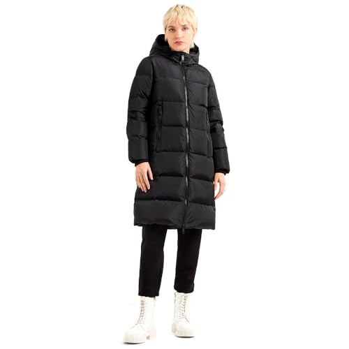 Veste Femme Armani Exchange Icon Project mi-longue avec logo patch noir