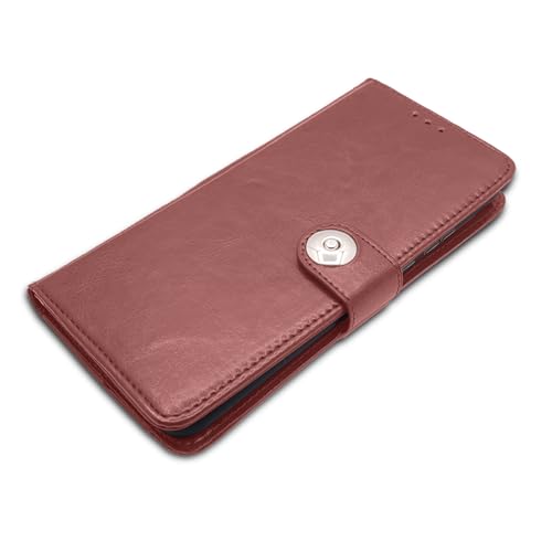 Image of Pikkme OnePlus 12 5G Flip Cover Leather Finish | Inside TPU with Card Pockets | Wallet Stand and Shock Proof | Complete Protection Button Flip Case (Brown)