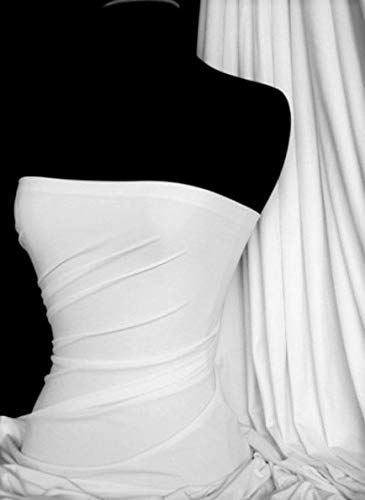 Premium Quality Luxe Heavy Matte Nylon Lycra | 4 Way Stretch Material | Matching Shades in Mesh | 50+ Colours in Stock | Sold by The Metre | by Tia Knight (SQ502) (White) โ image 1