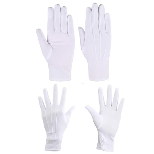 CRLLDPM 2 Paar Weiß Handschuhe, Nylon Handschuhe Weiße, Handschuhe für Smoking, Schmuck Inspektion Handschuhe, Erwachsene Uniform Handschuhe, Für Abendkleider, Cosplay, Schmuckinspektion